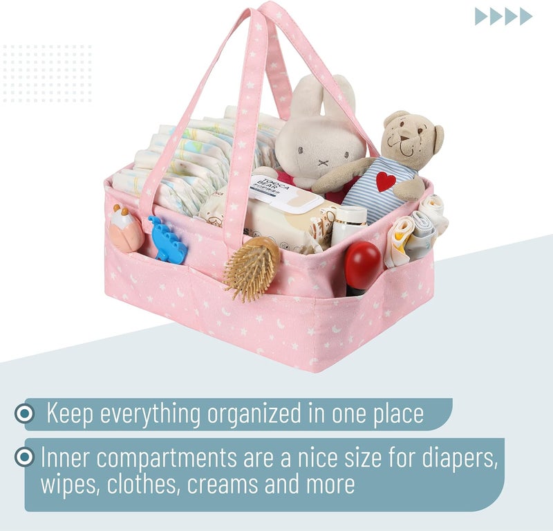 Mr. Pen Mr Pen Baby Diaper Caddy Organizer Pink with Star Pattern Portable Car Caddy for Changing Table and Nursery - Image 5