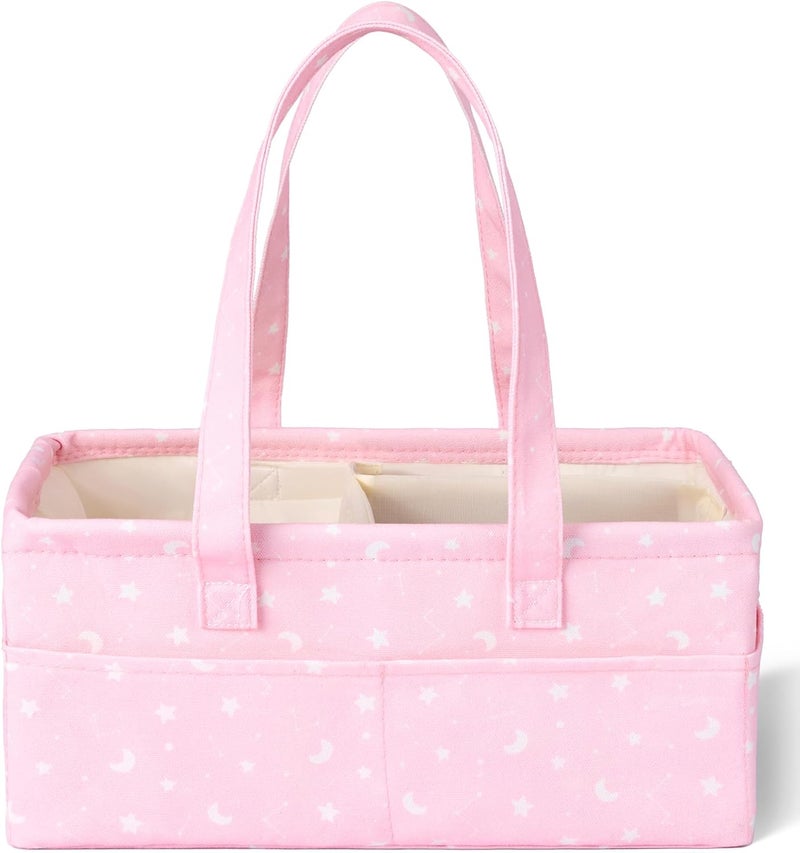 Mr. Pen Mr Pen Baby Diaper Caddy Organizer Pink with Star Pattern Portable Car Caddy for Changing Table and Nursery - Image 1