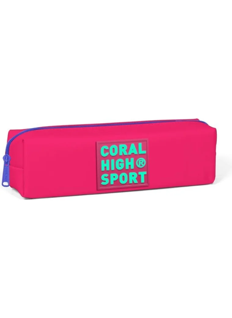 CORAL HIGH Sport Neon Coral Water Green Two Compartment Pencil Bag 22346