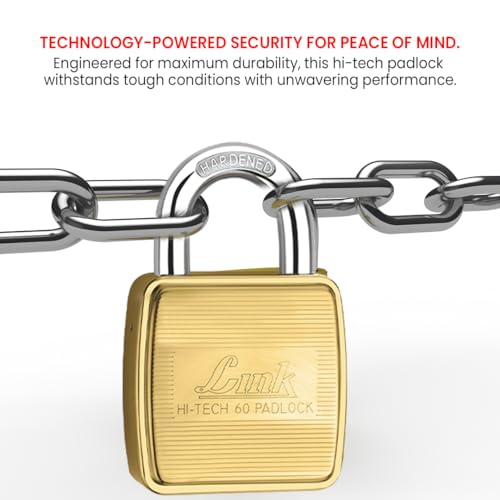Link Hi-Tech 60MM Heavy-Duty Brass Padlock | Double Locking Mechanism Lock | Hardened Shackle | 3 Precision Hi-Tech Keys | 15-Year Warranty - Image 2