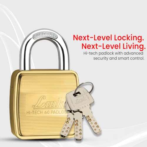Link Hi-Tech 60MM Heavy-Duty Brass Padlock | Double Locking Mechanism Lock | Hardened Shackle | 3 Precision Hi-Tech Keys | 15-Year Warranty - Image 5