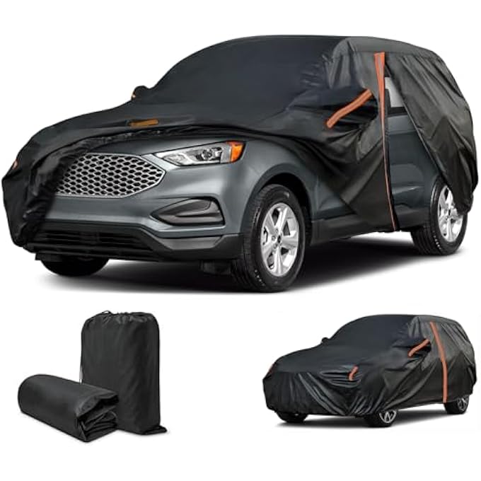 rayihni Car Cover SUV Custom Fit for Ford Edge(2007-2024), Car Covers for Automobiles All Weather Waterproof, Full Exterior Covers Sun UV Dust Snow Protection, SUV Cover with Door Zipper/Reflective Strip - Image 2