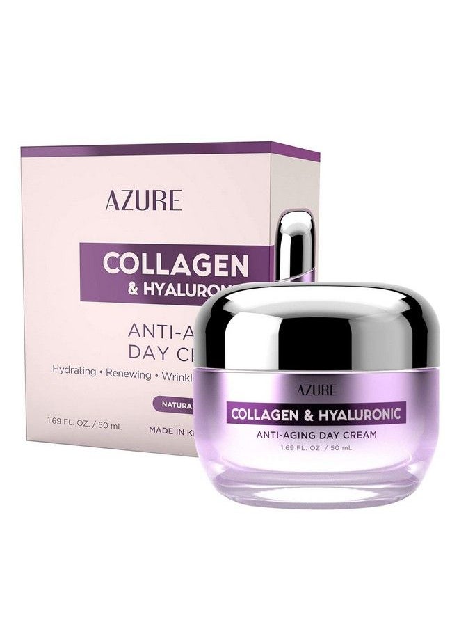 Azure Cosmetics - Azure Collagen & Hyaluronic Acid Anti Aging Day Cream Renewing Toning & Hydrating Face Moisturizer Reduces Wrinkles Creases & Fine Lines Locks In Moisture Skin Care Made In Korea 50Ml / 1.69 Fl.Oz. - Image 1
