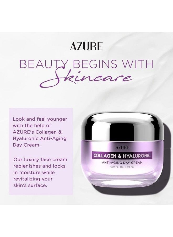Azure Cosmetics - Azure Collagen & Hyaluronic Acid Anti Aging Day Cream Renewing Toning & Hydrating Face Moisturizer Reduces Wrinkles Creases & Fine Lines Locks In Moisture Skin Care Made In Korea 50Ml / 1.69 Fl.Oz. - Image 1