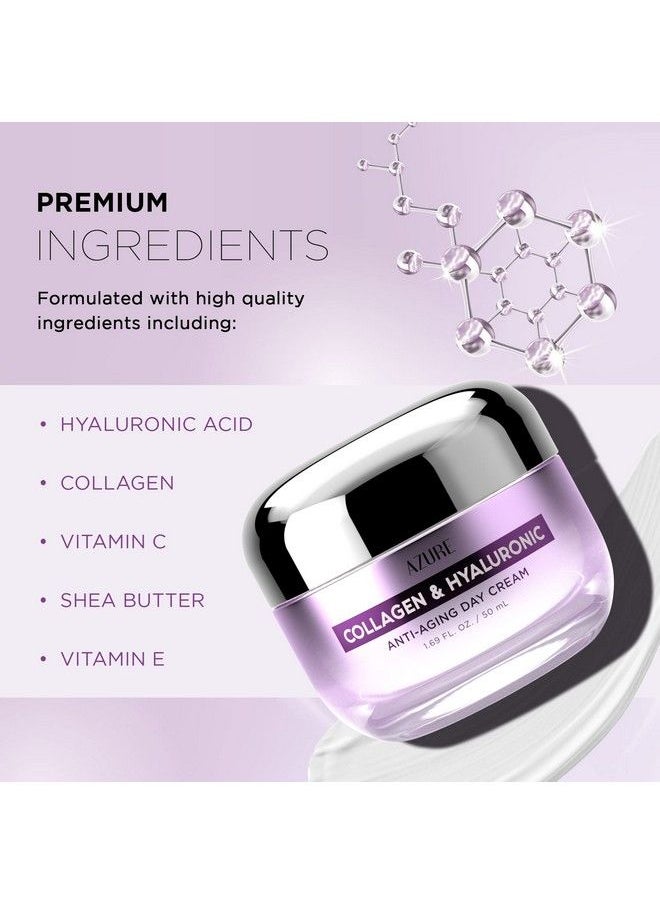 Azure Cosmetics - Azure Collagen & Hyaluronic Acid Anti Aging Day Cream Renewing Toning & Hydrating Face Moisturizer Reduces Wrinkles Creases & Fine Lines Locks In Moisture Skin Care Made In Korea 50Ml / 1.69 Fl.Oz. - Image 1