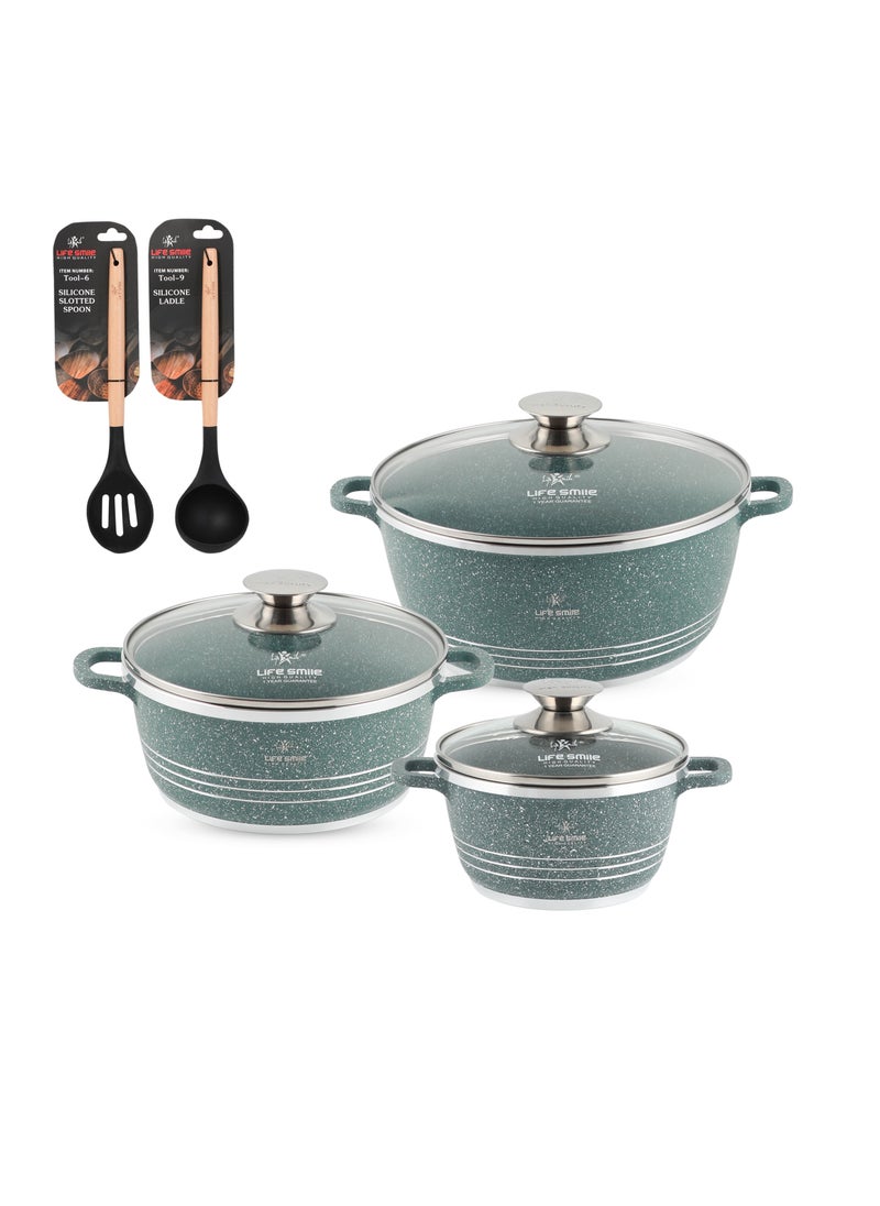 Life Smile Cookware Set 8 pieces - Pots set Induction Bottom, Granite Non Stick Coating 100% PFOA FREE, Die Cast Cooking Set include Casseroles And Kitchen Utensils  - Image 1