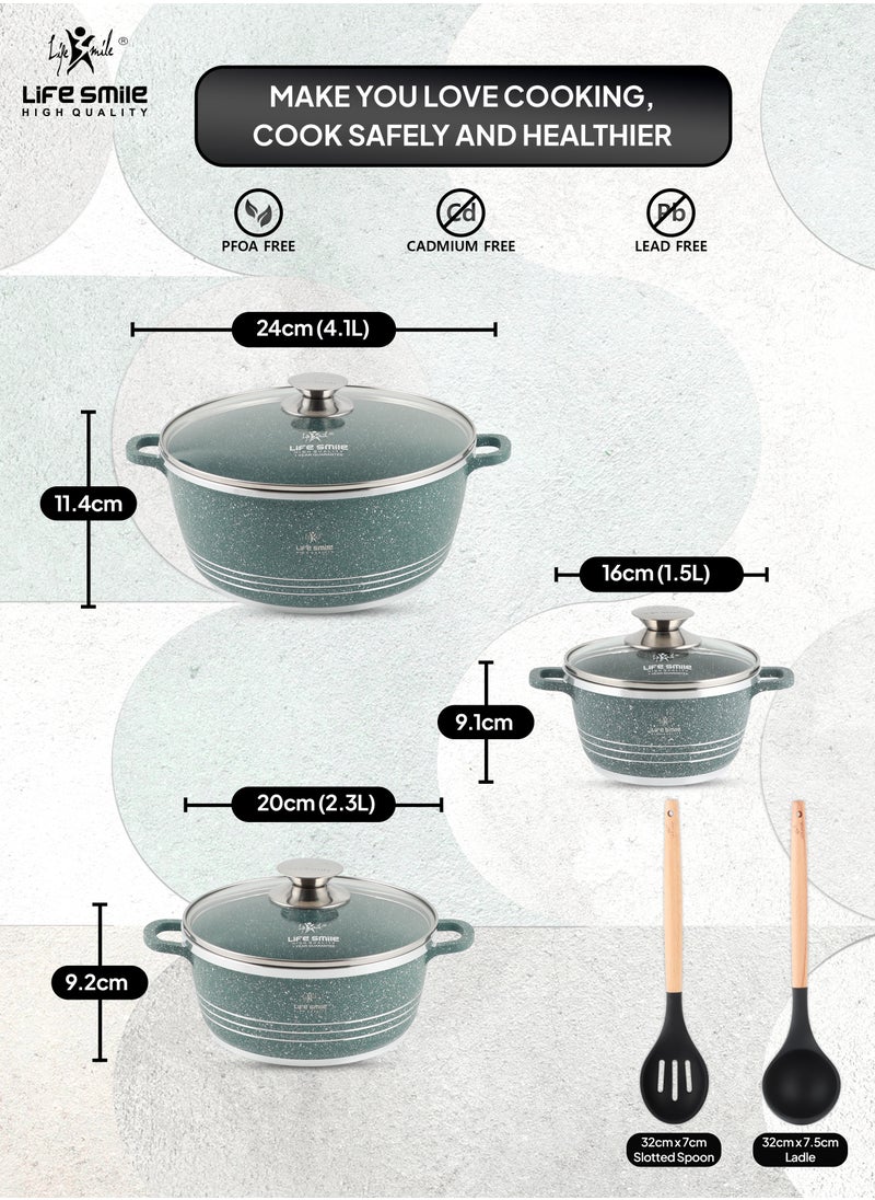 Life Smile Cookware Set 8 pieces - Pots set Induction Bottom, Granite Non Stick Coating 100% PFOA FREE, Die Cast Cooking Set include Casseroles And Kitchen Utensils  - Image 2