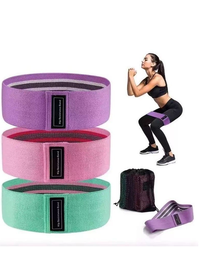 Generic 3 Pcs Resistance Loop Bands Set Resistance Bands Exercises for Legs Wide Nylon Fabric, 3 Resistance Levels Bands Heavy Resistance Level Multi Colour For Squats, Stretching, Hip  Glute Heavy Workouts  - Image 1