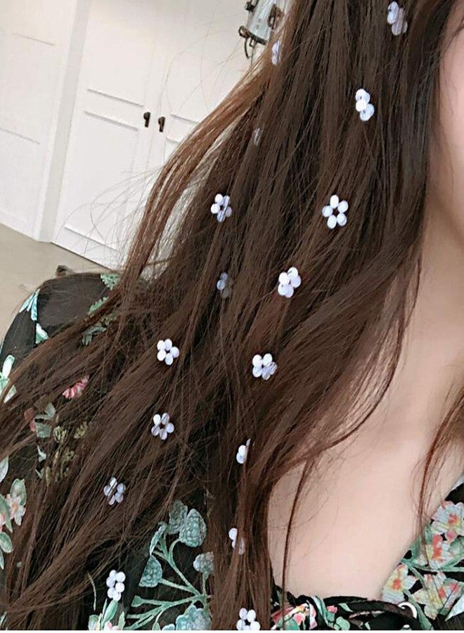Fodattm 3 PCS Women Crystal Flower Long Hair Decorative Headdress Hair Extensions with Comb Invisible Streamline Hairpin Hair Accessories (White) - Image 5