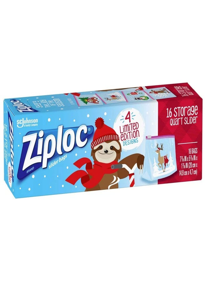 SC Johnson Ziploc Quart Food Storage Slider Bags, Power Shield Technology for More Durability, 16 Count, Holiday Designs, Packaging May Vary - Image 4