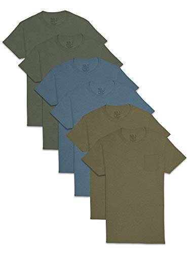 Fruit Of The Loom Mens Eversoft Cotton Short Sleeve Pocket T-shirts, Breathable & Tag Free Underwear, 6 Pack - Assorted Earth Tones, Large US - Image 4