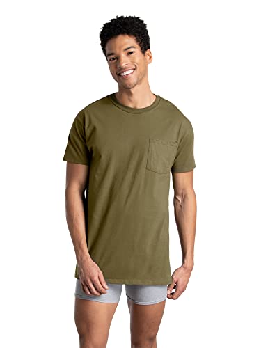 Fruit Of The Loom Mens Eversoft Cotton Short Sleeve Pocket T-shirts, Breathable & Tag Free Underwear, 6 Pack - Assorted Earth Tones, Large US - Image 2