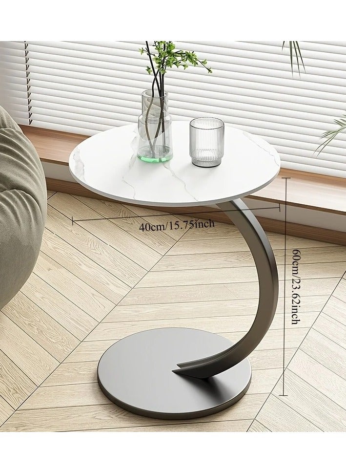 Generic Round End Table Metal Frame Couch Side Table Wood Sofa Table for Living Room Bedroom Bedside Laptop Snack Coffee, Table Tea Table Nightstand Sofa - Image 3