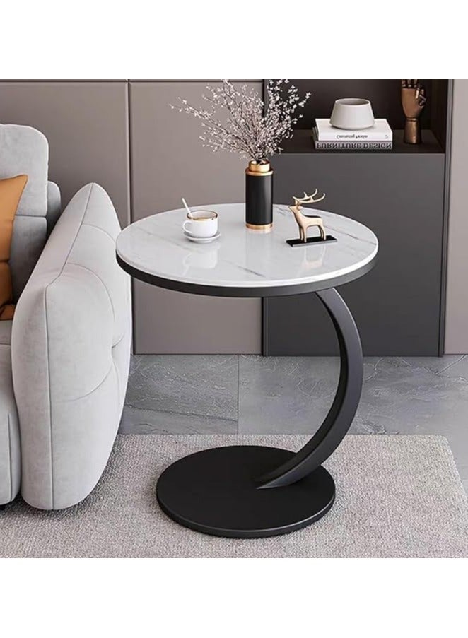 Generic Round End Table Metal Frame Couch Side Table Wood Sofa Table for Living Room Bedroom Bedside Laptop Snack Coffee, Table Tea Table Nightstand Sofa - Image 1