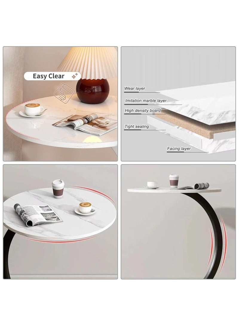 Generic Round End Table Metal Frame Couch Side Table Wood Sofa Table for Living Room Bedroom Bedside Laptop Snack Coffee, Table Tea Table Nightstand Sofa - Image 4