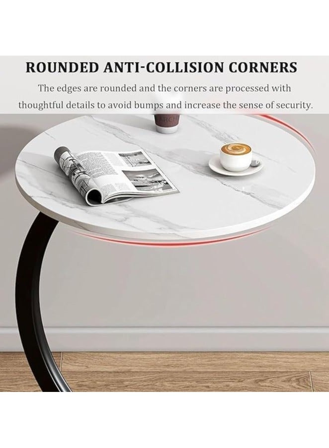 Generic Round End Table Metal Frame Couch Side Table Wood Sofa Table for Living Room Bedroom Bedside Laptop Snack Coffee, Table Tea Table Nightstand Sofa - Image 5