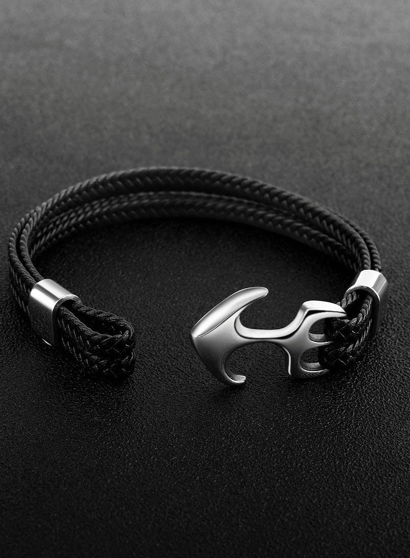 Unisex Handmade Multilayer Vintage Anchor Cuff Bracelet Wrap Rope Wristband Friendship Jewelry for All - Image 3