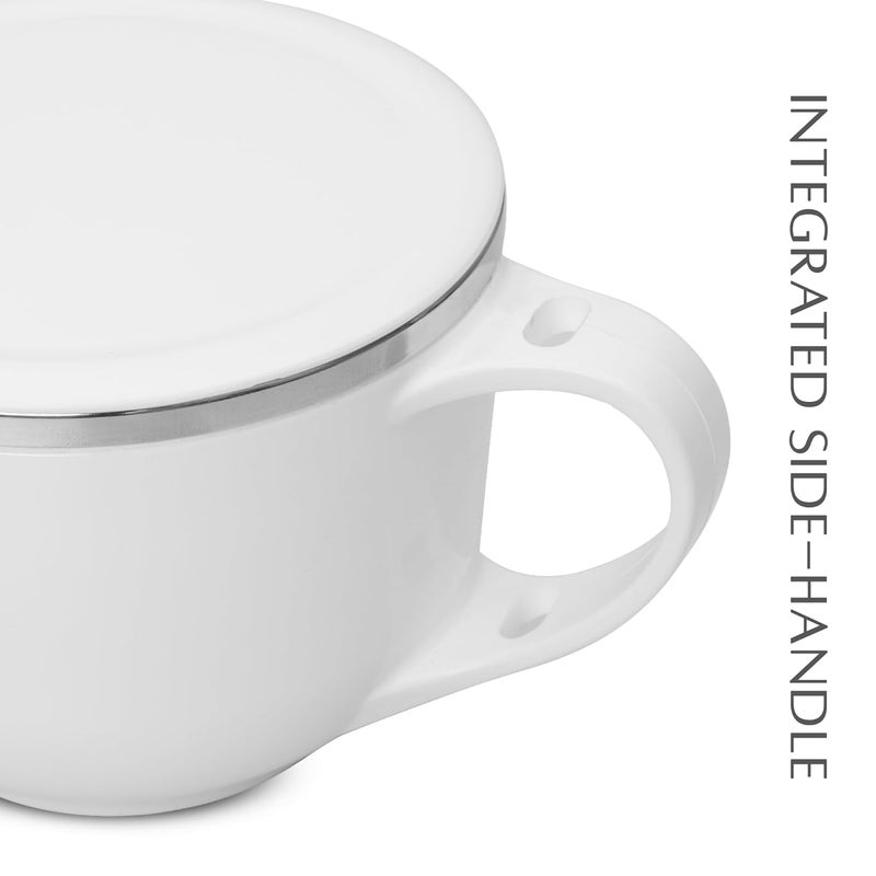 Jaypee Plus Souptok Stainless Steel Soup Bowl with Lid Spoon Holder Coffee Tea Mug Cup for Kids Best Gift for All White 07 Liters - Image 4