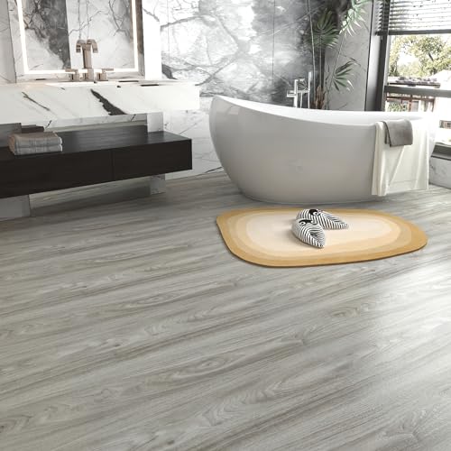 LaCheery Peel and Stick Wood Flooring Grey Wood Grain Vinyl Flooring Roll Peel and Stick Floor Tile Bathroom Kitchen Wood Flooring Planks Waterproof Self Adhesive Removable Foam Wall Paper 15.8"x80" - Image 2