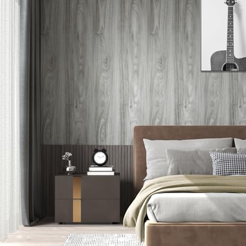 LaCheery Peel and Stick Wood Flooring Grey Wood Grain Vinyl Flooring Roll Peel and Stick Floor Tile Bathroom Kitchen Wood Flooring Planks Waterproof Self Adhesive Removable Foam Wall Paper 15.8"x80" - Image 5