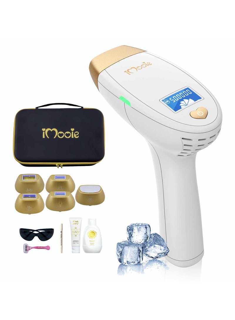 آي مووي اي مووي برو ليزر إزالة الشعر نبضات الضوء المكثف ومضات تلقائي مع  (العدسة الأساسية -عدسة الوجه-عدسة الابط-عدسة البيكيني-عدسة التبريد) مع هدية مرطب 150مل وكريم عناية 50 مل وقلم ابيض تحديد البشرة - Image 1