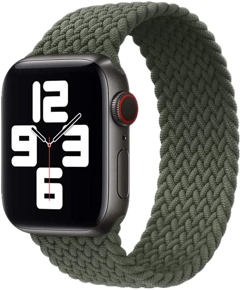 AWH Solo Loop Bands Compatible with Apple Watch Band 38mm 40mm 42mm 44mm, Stretchy Silicone Braided Elastic Sport Strap for iWatch Series 7/6/5/4/3/2/1/SE (Green) - Image 1