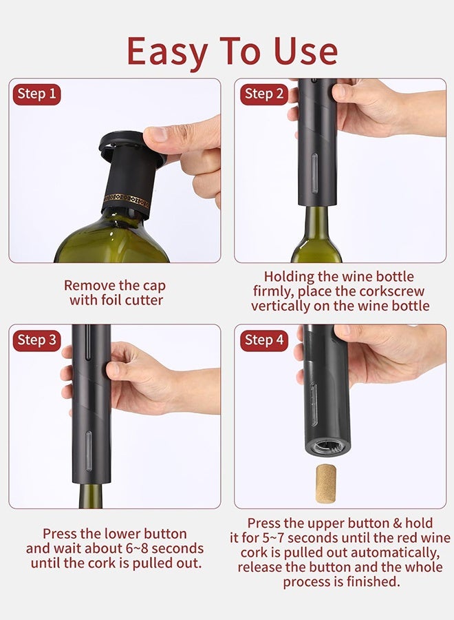 Electric Wine Opener | One-Click Uncorking | Concealed Foil Cutter | Long Battery Life up to 170 bottles  - Image 3
