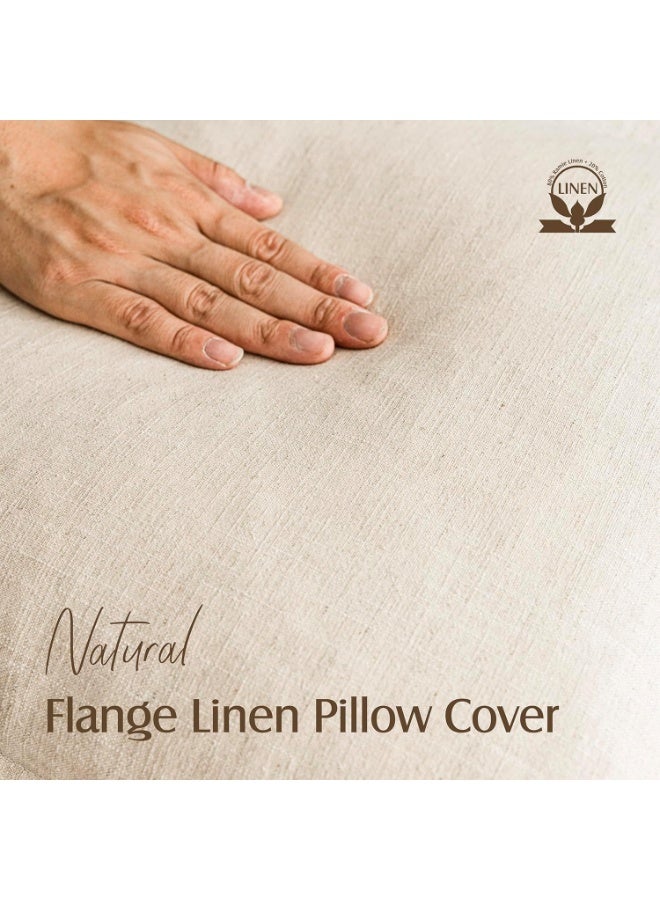 Home Care Pack of 2 Decorative Linen Throw Pillow Covers – Soft Neutral Cushion Cases for Couch, Sofa, Bedroom, or Living Room | Boho Farmhouse Style | 18x18 Inch – Natural Beige  - Image 2