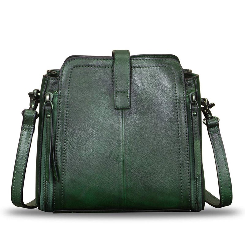 IVTG Genuine Leather Crossbody Bag for Women Vintage Handmade Satchel Purse Handbag with Removable Top-Handle Strap - Image 3