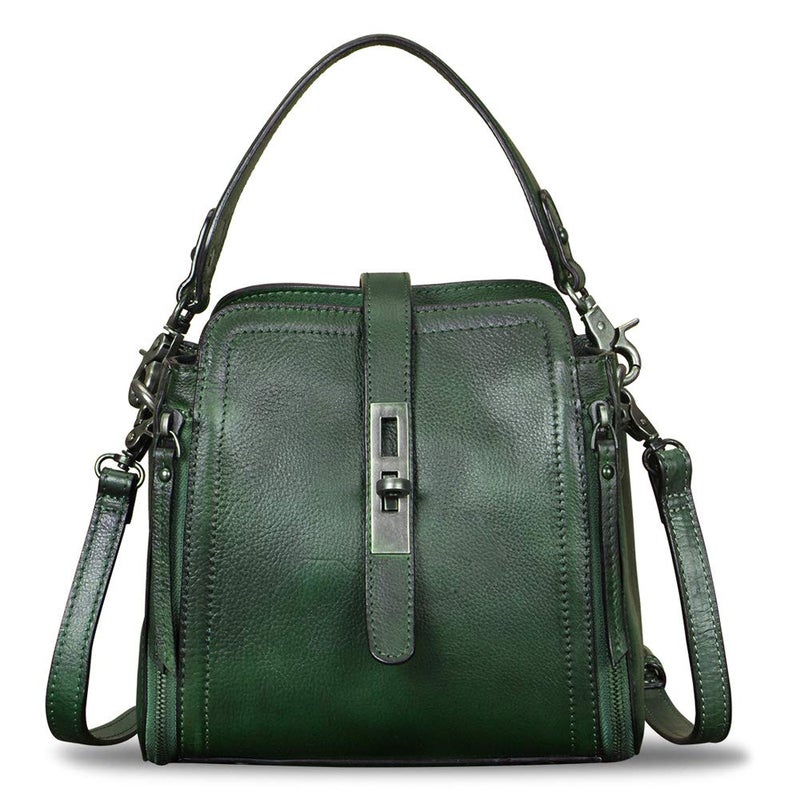 IVTG Genuine Leather Crossbody Bag for Women Vintage Handmade Satchel Purse Handbag with Removable Top-Handle Strap - Image 2