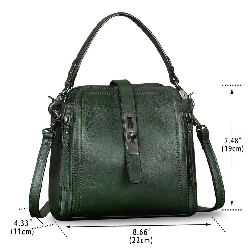 IVTG Genuine Leather Crossbody Bag for Women Vintage Handmade Satchel Purse Handbag with Removable Top-Handle Strap - Image 4