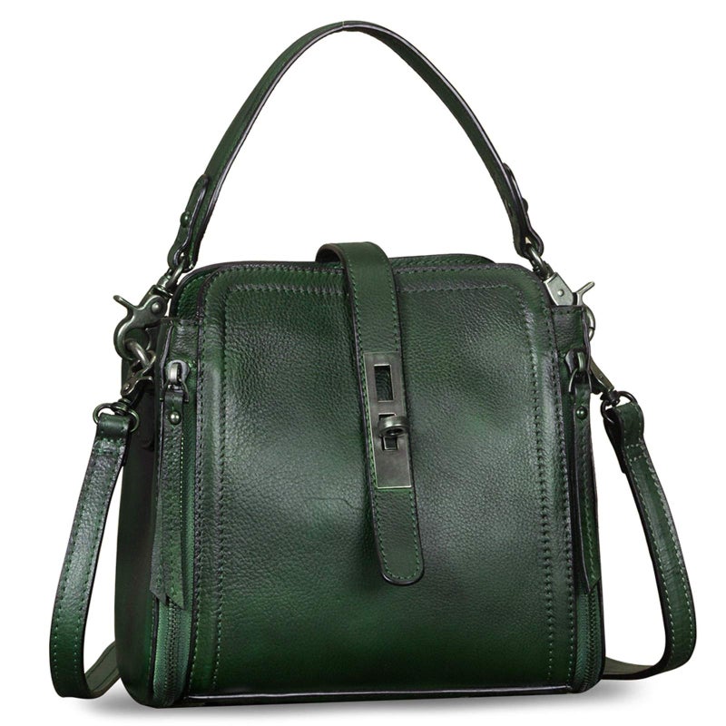 IVTG Genuine Leather Crossbody Bag for Women Vintage Handmade Satchel Purse Handbag with Removable Top-Handle Strap - Image 1