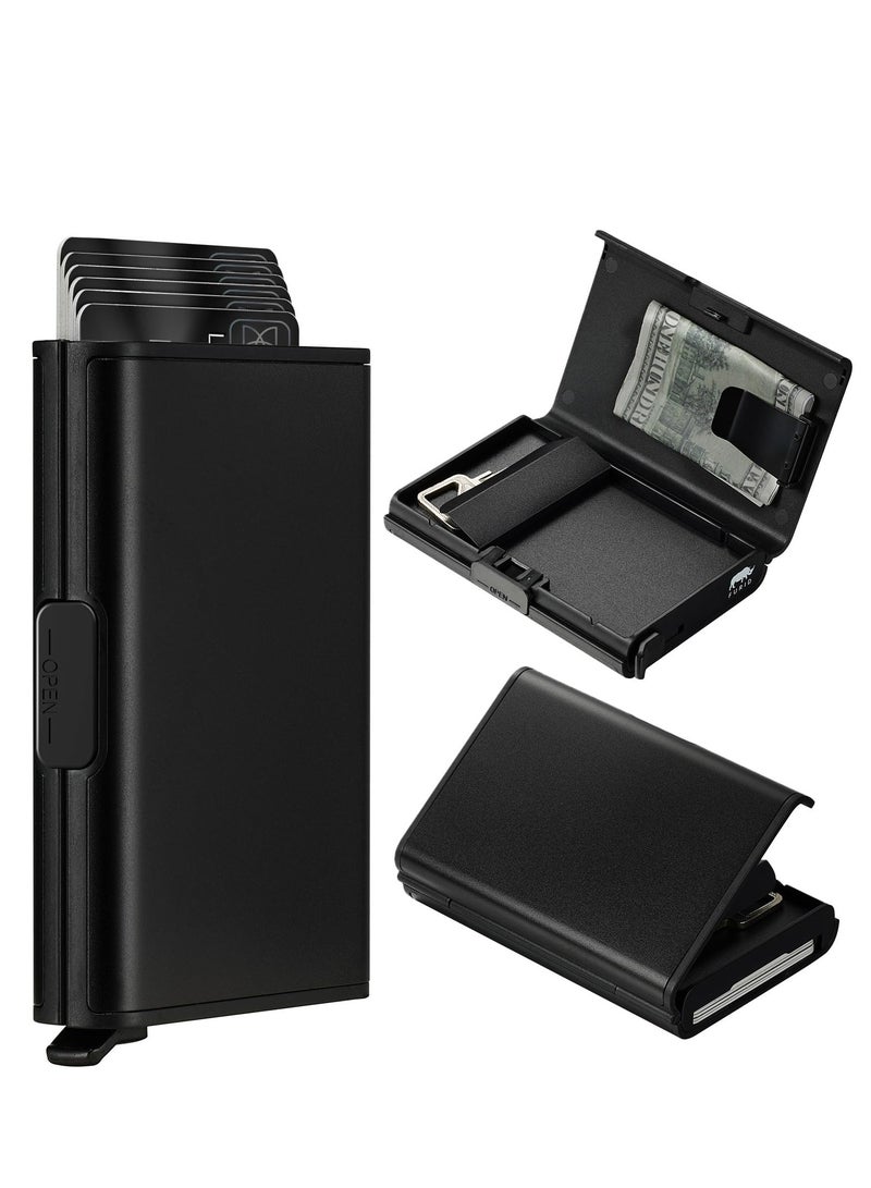 SOLARAE Smart-Wallet for Men Slim-Minimalist, Rfid Wallet for Men, Pop Up Wallet, Credit Card Holder Wallet with Money Clip, Additional Enclosed Space, RDIF Blocking Technology, Sturdy plastic (Black) - Image 1