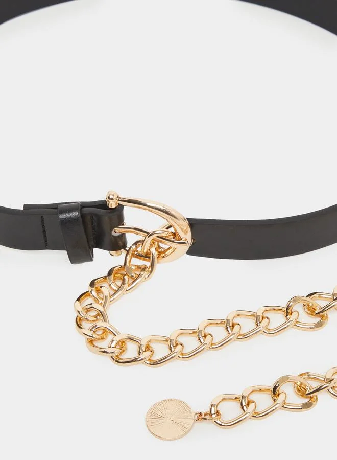 ستايلي حزام جلد صناعي بسلسلة