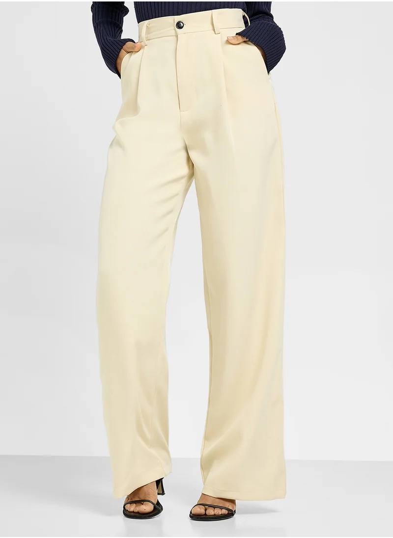 جينجر Wide Leg Trousers With Pleats