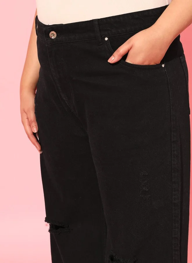 CURVY STREET Flared High-Rise Black Jeans for Women