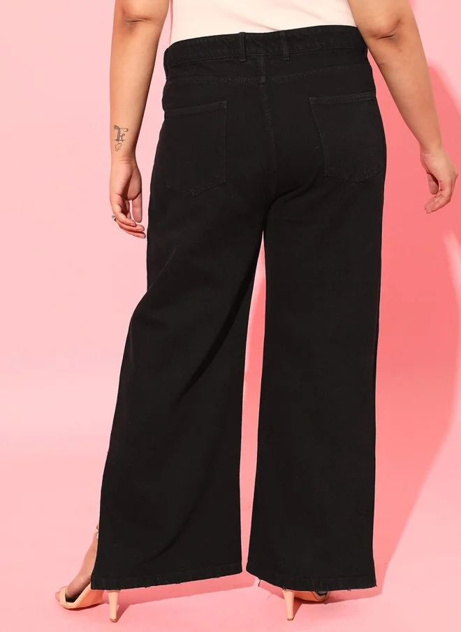 CURVY STREET Flared High-Rise Black Jeans for Women