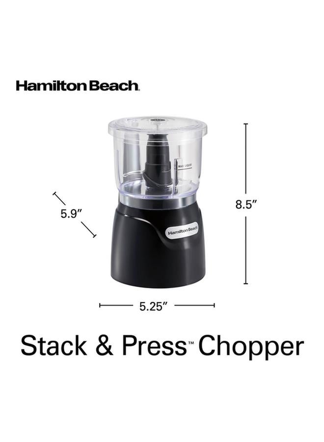 Hamilton Beach 350W Stack and Press Food Chopper with Removable Bowl and Blade Black and Clear 710ml 72850-ME - Image 4