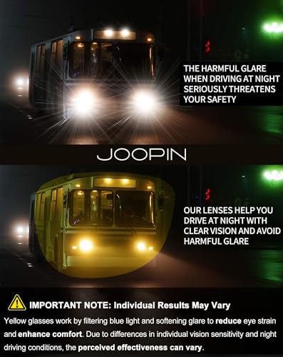 Joopin Night Driving Glasses for Women Men Vintage Square Night Vision Glasses UV400 Oversized Nighttime Shades (Black Yellow) - Image 2