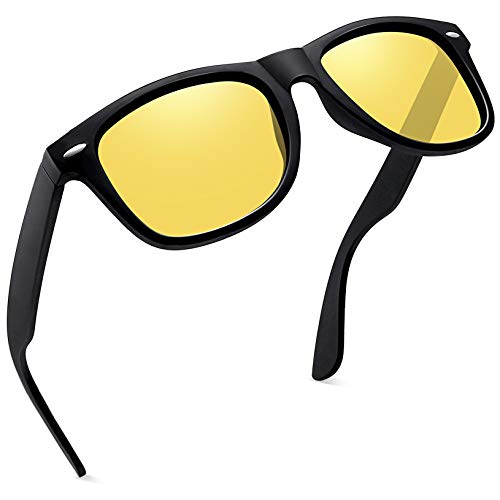 Joopin Night Driving Glasses for Women Men Vintage Square Night Vision Glasses UV400 Oversized Nighttime Shades (Black Yellow) - Image 1