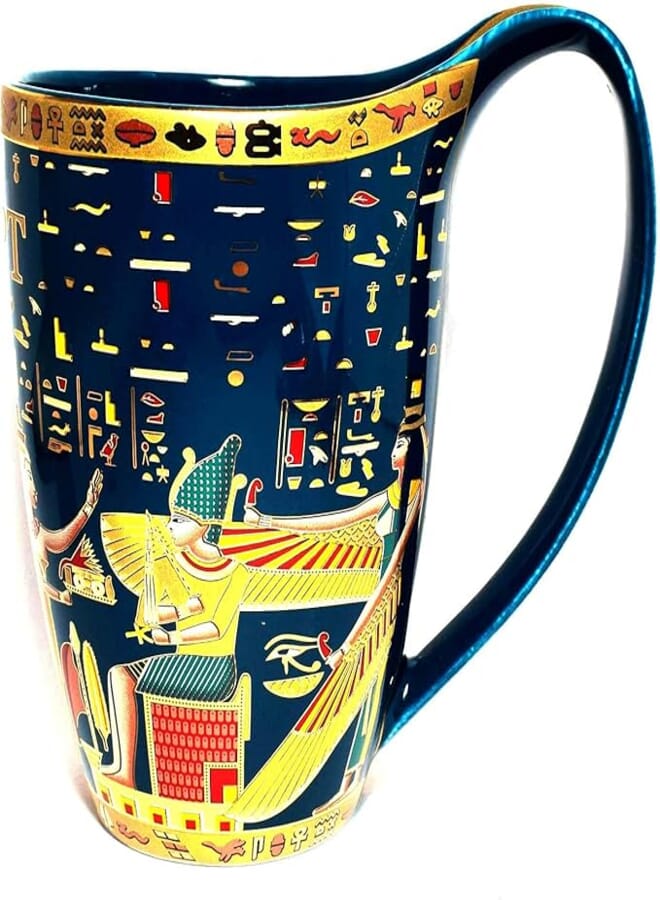 immatgar pharaonic Decorative Egyptian mug ancient Egyptian souvenirs gifts for women and men from Egypt Collectible Pharaoh (iisis - Blue - 400 MM)
