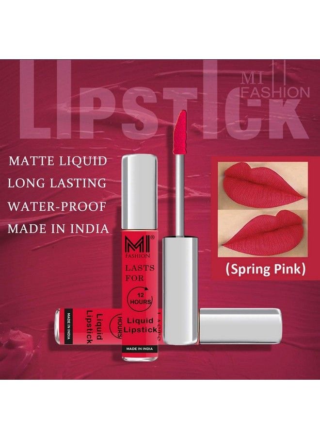 MI FASHION Made In India Lipstick Combo Offers 100% Veg Long Lasting Spring Pink Liquid Matte Lipstick Red Bomber Creamy Matte Lipstick  - Image 5