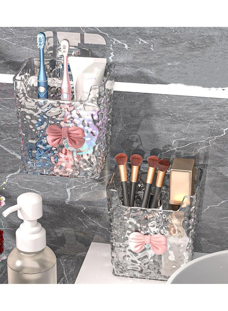 منظم فرشاة الأسنان والمناديل المصنوع من الأكريليك شكل رقيق وشيك للحمام وغرف النوم لون شفاف - Image 2