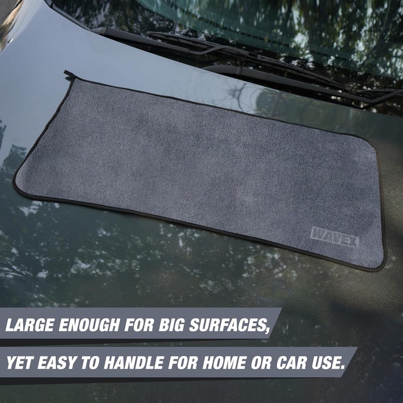 WaveX Microfiber Cleaning Towel – 500 GSM, 35x75 cm and Wash & Wax Car Shampoo 500ml Gives Wet Look Shine, Buttery Smooth Feel, pH Neutral - Leaves no Water Spots - Image 4
