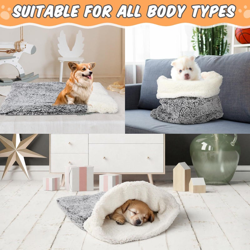 Clysee Self Heating Cat Sleeping Bag Indoor Self Warming Cat Bed Cave Heated Pad Cozy Soft Winter Washable Wrap Pet Snuggle Sack Pouch for Puppy Dog Kitten, 24 x 21 Inch(Rustic,Gray) - Image 5