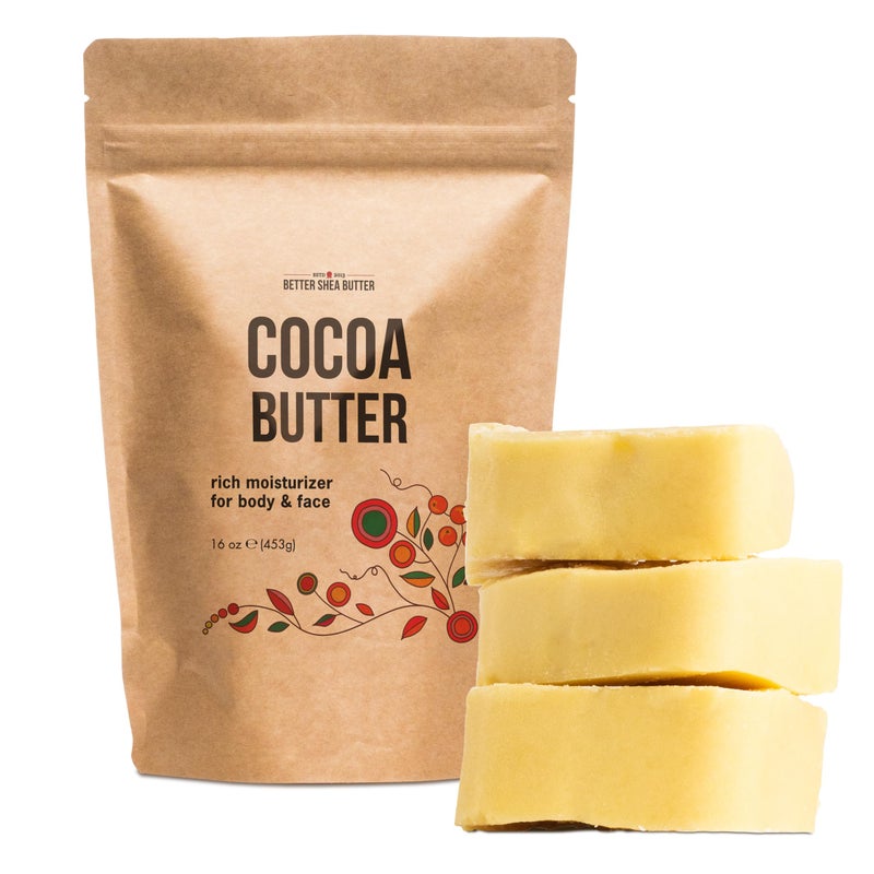 Better Shea Butter Raw Cocoa Butter - Unrefined, 100% Pure, Food Grade - Use for Cocoa Lip Balm, Stretch Marks Cream, Cacao Butter Cream, Scars Oil, Whipped Lotion - Skin & Hair Moisturizer 1LB Block - Image 1