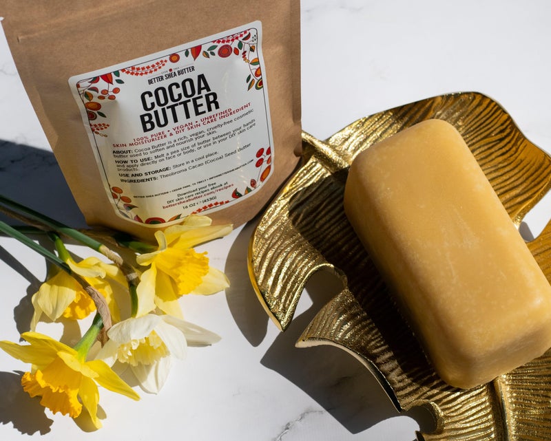 Better Shea Butter Raw Cocoa Butter - Unrefined, 100% Pure, Food Grade - Use for Cocoa Lip Balm, Stretch Marks Cream, Cacao Butter Cream, Scars Oil, Whipped Lotion - Skin & Hair Moisturizer 1LB Block - Image 2