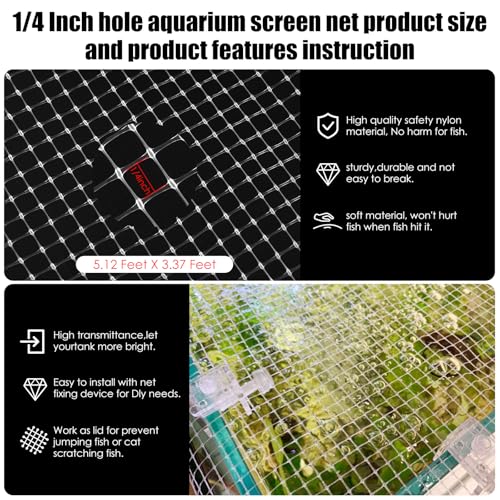 NestBasics Clear Fish Tank mesh Netting Material Aquarium mesh lid Transparent Plastic Aquarium top Cover Screen Hood net(5.12 Feet X 3.37 Feet) - Image 2