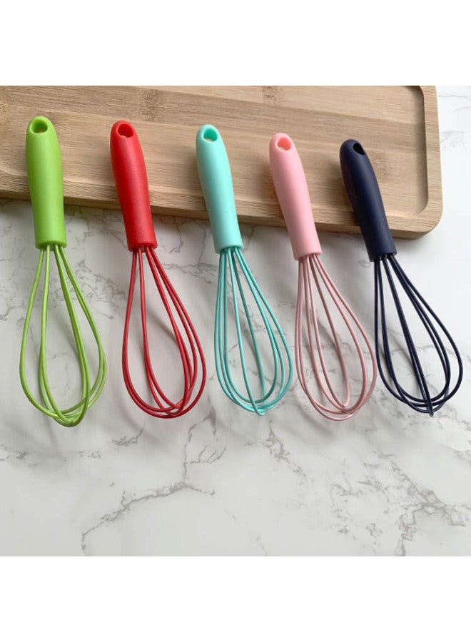 6 Inch Silicone Egg Beater Egg Cream Beater Mini Kids Kitchen Baking Tools-Color:Blue - Image 4