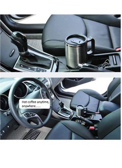 PAMEER Auto Plug Power 480ml/17oz 12V Heated Car Mug, Stainless Steel Insulated Coffee Cup, Tea & Water Thermos with Airtight Lid, Silver Color  - Image 2